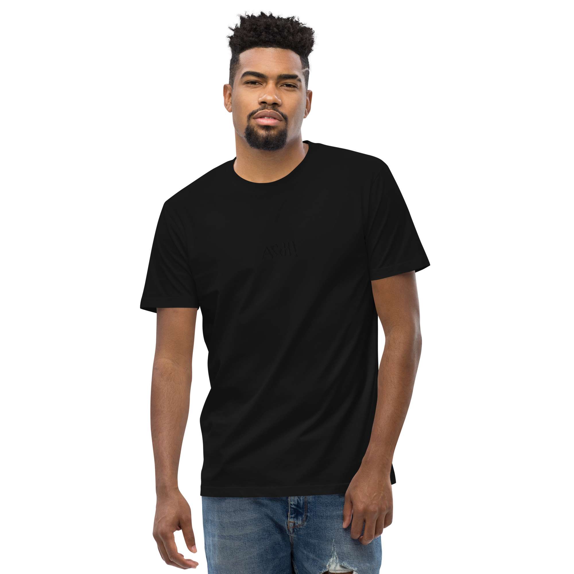 Black Basic Black Embroidered Tee